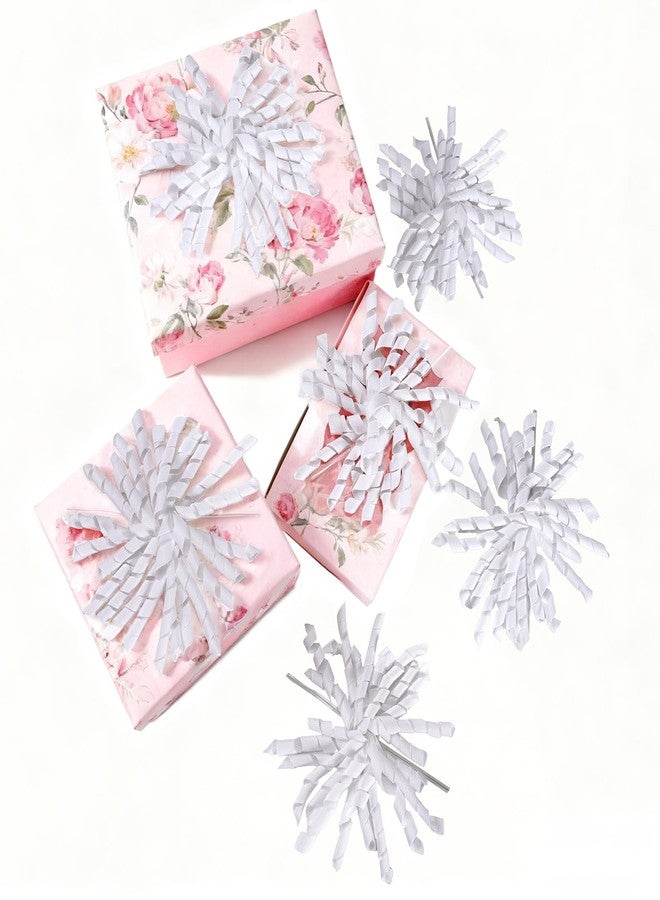 FAKILO White Bows for Gift Wrapping, Curly Ribbon Bows for Presents, Birthday, Wedding, Wrap Accessories, Party Favor - 6 Counts - Image 1